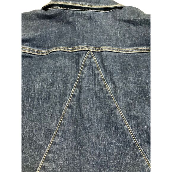 Calvin Klein Women’s Cropped Denim Jacket Blue Stretch Jean Size L - Picture 4 of 10